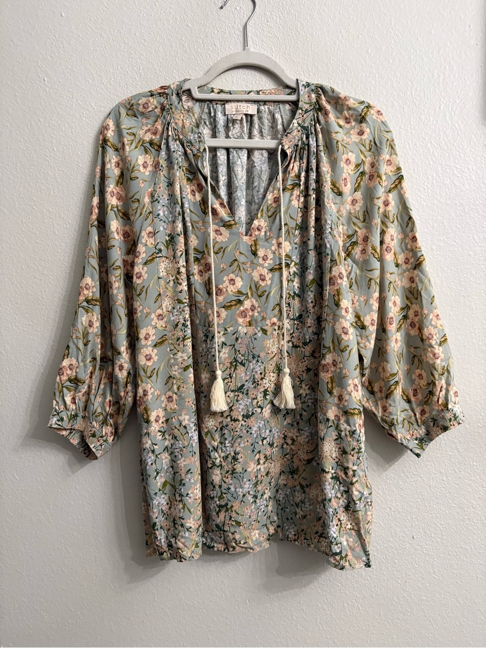 Stitch by Chenault floral peasant blouse size L